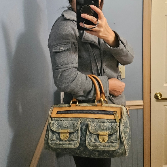 Auth LOUIS VUITTON Neo Speedy Denim Jean Handbag - Picture 3 of 17